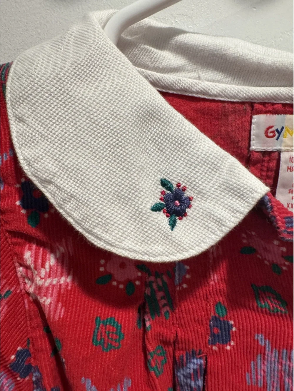 Vintage Rainbow Gymboree Girls XX-Large Red Floral Corduroy Button-Up Shirt